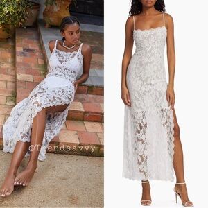 Hemant & Nandita Reet Embellished Lace Slip Midi Dress Anthropologie Size M NWT